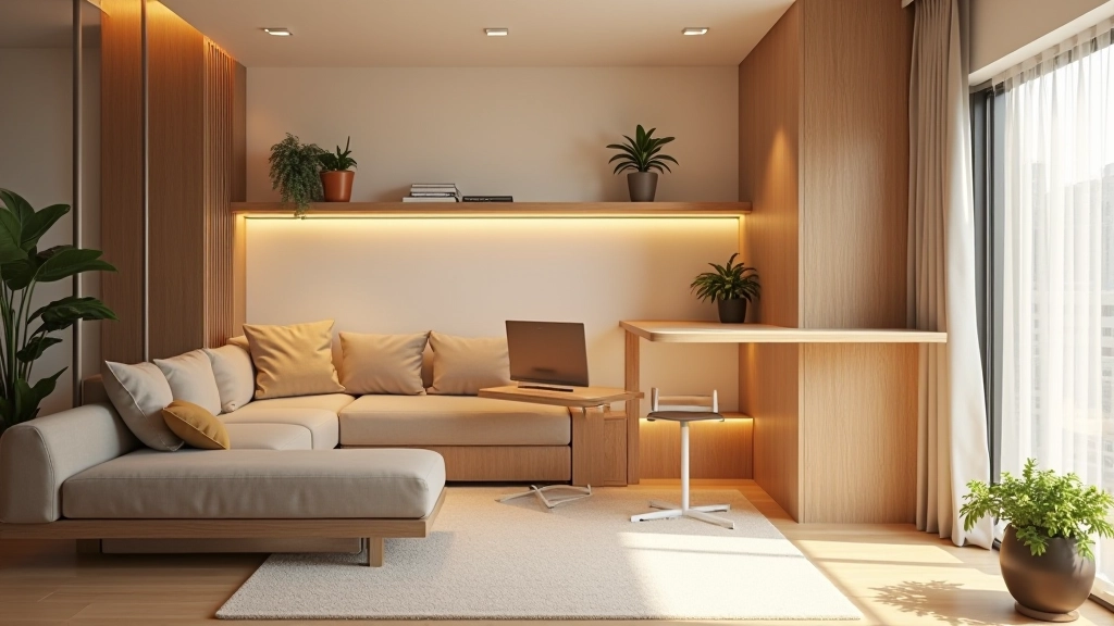 Small living space with multifunctional furniture