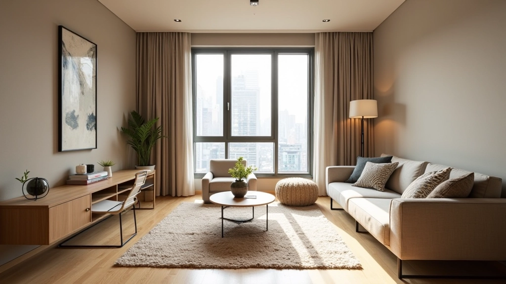 Open plan micro flat with zone division